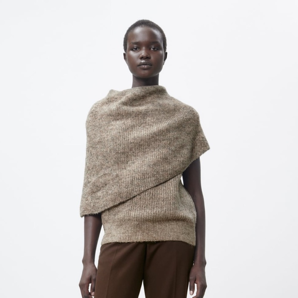 Zara KNIT WRAPAROUND COLLAR VEST